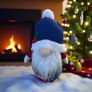 Holiday North Pole Village Gnome Plush with Navy Hat